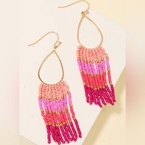 INK & ALLOY Pink and Gold Beaded Dangle Earrings